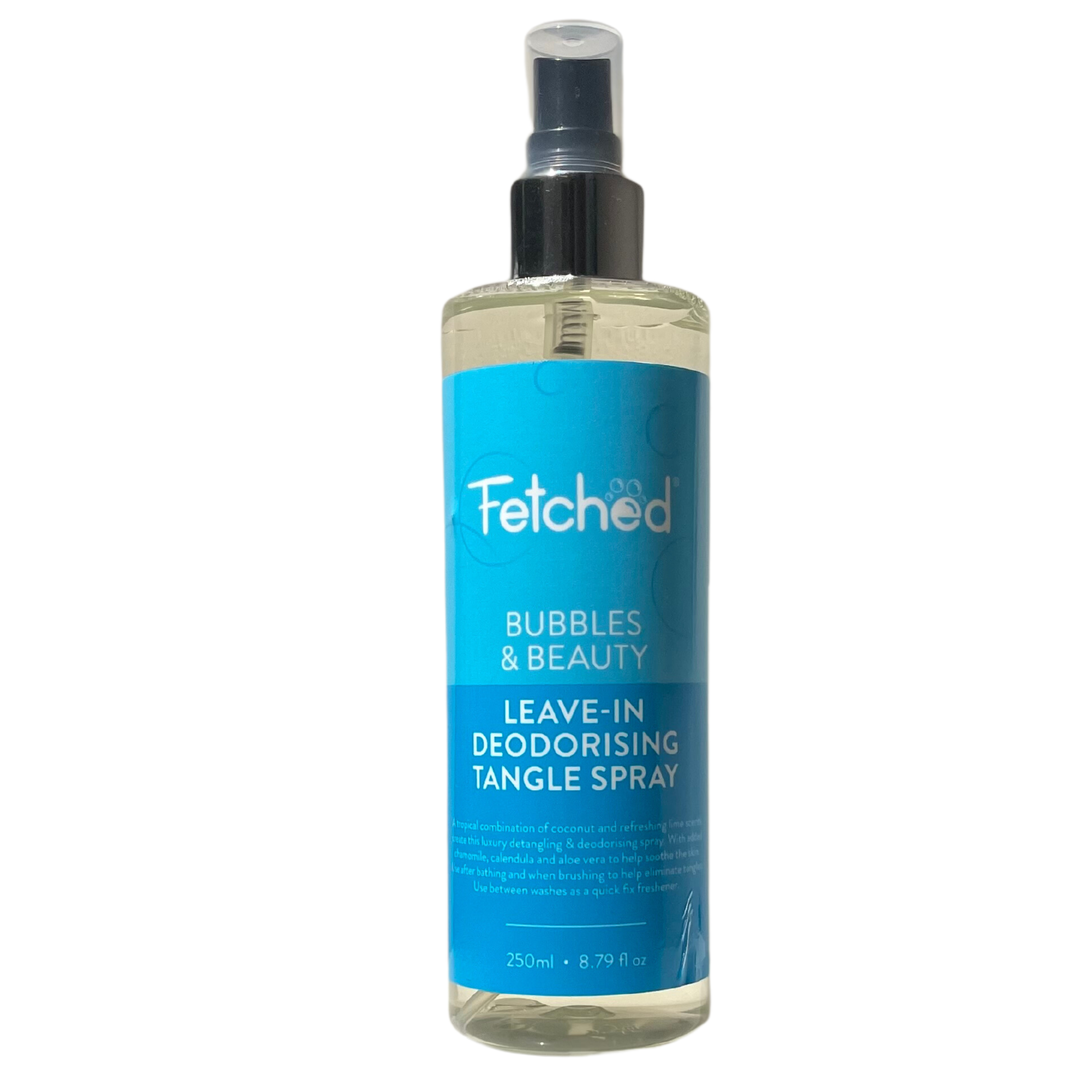 Leave in deodorising tangle spray for dogs
